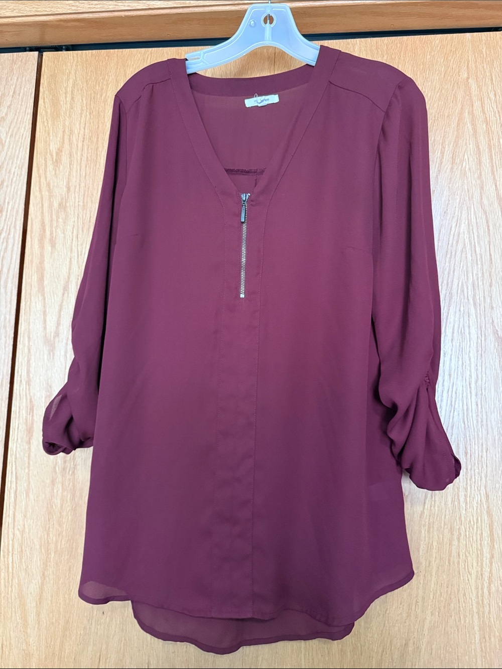 Maurices Wine Zip-Front V-Neck Tunic